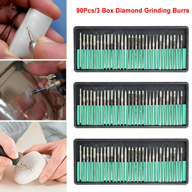 90 Pcs Diamond Burr Bits Drill Set Rotary Multi Tool Accessories Kit For Dremel 